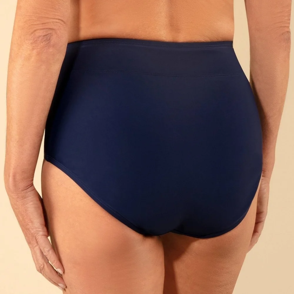 Lands' End Women's Banded Bikini Bottom with Tummy Control - Navy Blue XL